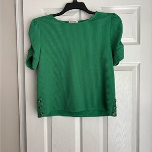 Elegant Green Blouse with Button Accents